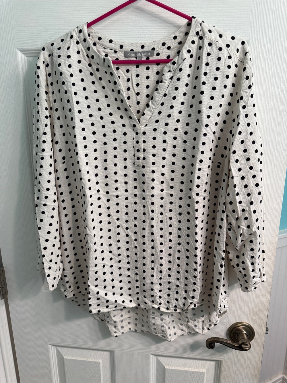 Daniel Rainn Cream Blouse with Black Polka Dots
